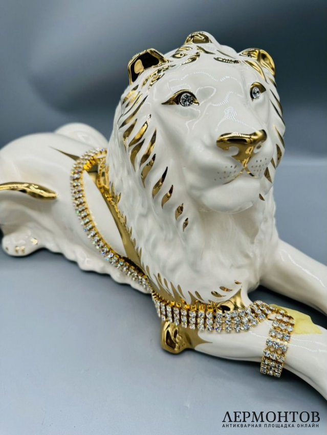 Скульптура «Лев». Керамика, золото, платина, стразы Swarovski, Ahura, Италия, современная работа