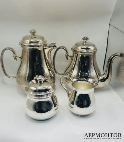 Чайно-кофейный сервиз «Albi». Сталь, серебрение, Christofle, Франция