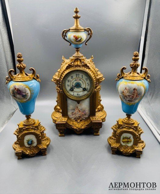 Каминные часы с парными канделябрами. Japy Frères, Франция, 1880–1890 годы