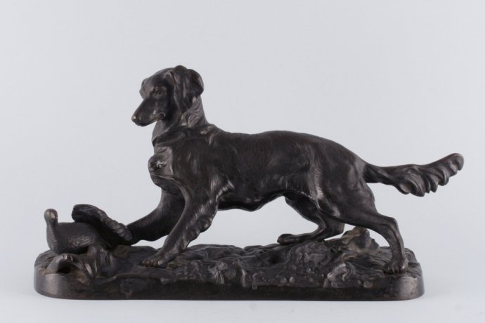 Пресс-папье. Собака сеттер. Касли. Чугун. Российская империя, 1909 год.