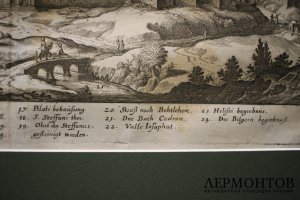 Гравюра. Карта Древнего Иерусалима. Merian, Gottfried. Франкфурт. Герлин. 1695 г.