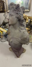 Бюст девушки в стиле ар-нуво. Терракота, Alexandre Peche, Франция, нач. 20 в.