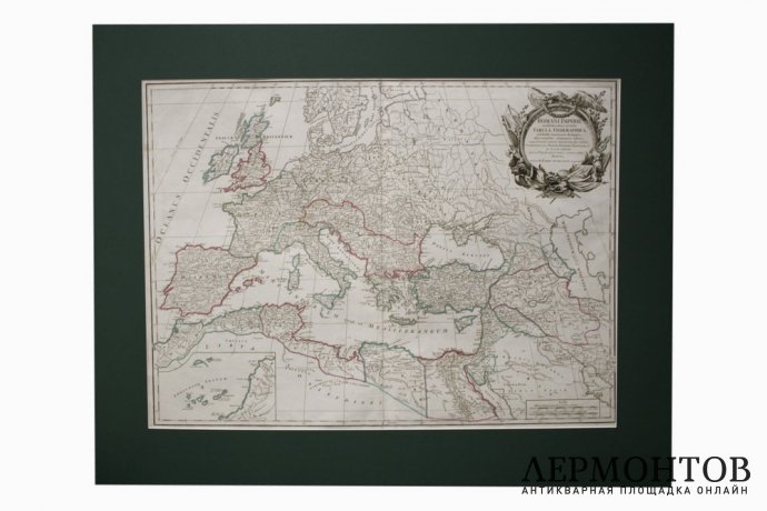 Карта. Римская империя. Запад и Восток. Жиль Робер Вогонди. Франция, XVIII век.