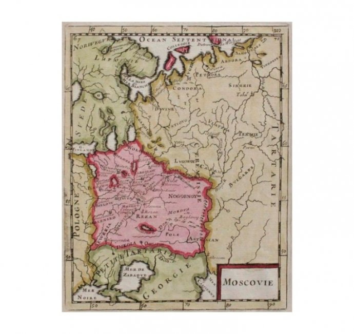 Карта России, Крыма, Грузии, Малой Татарии. А. М. Мале. Франция, 1683 год.