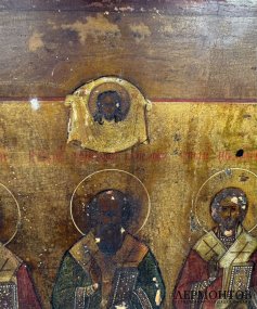 Икона «Три святителя». Дерево, левкас, темпера, Россия, конец 19 века