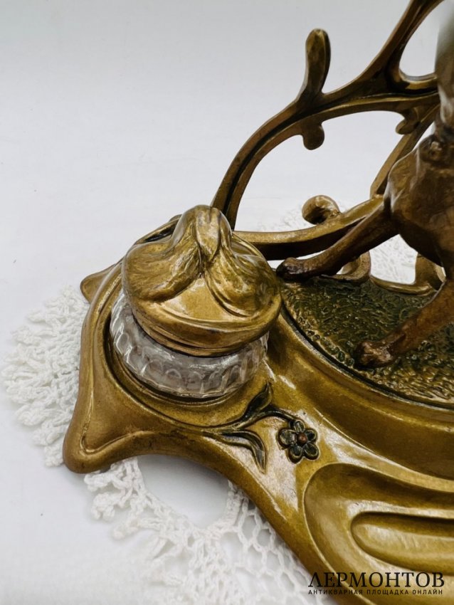 Чернильный прибор с фигурой собаки. Шпиатр, скульптор Н. Видаль, Франция, 2-я половина 19 века