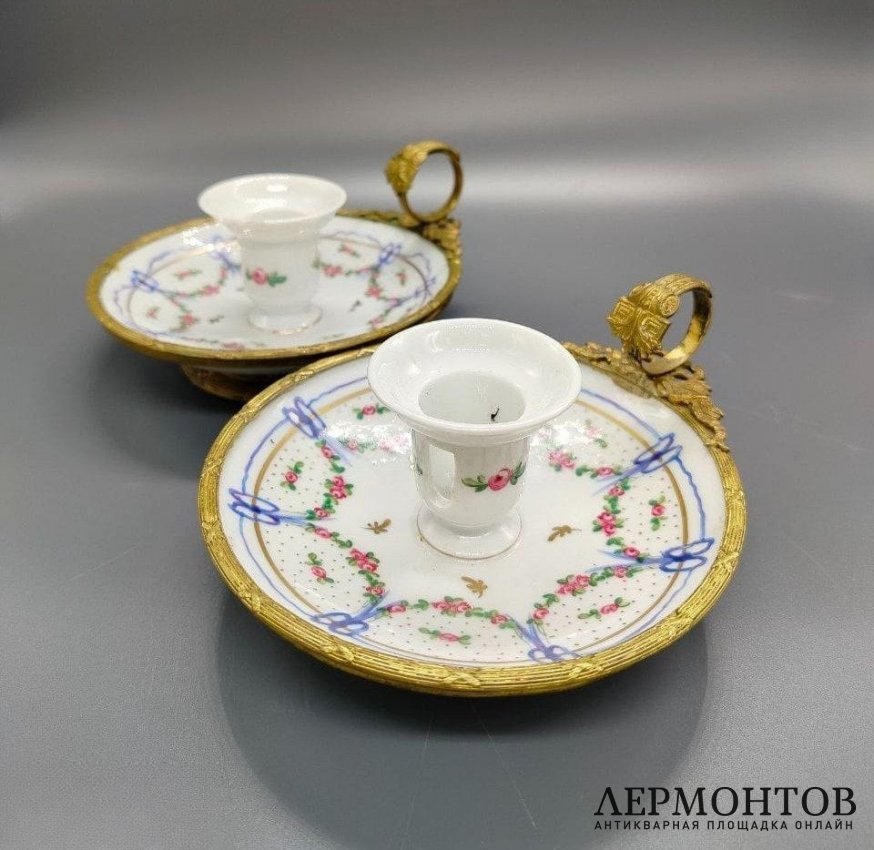 Парные подсвечники «Праздник». Фарфор, латунь, Josephine, Китай, 1980–1990-е годы
