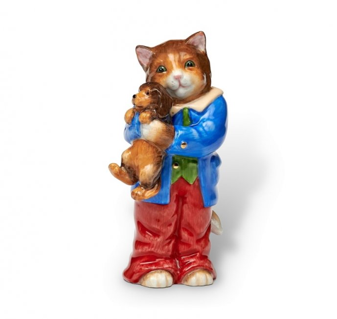 Статуэтка «Котик с щенком». Фарфор, Lorenz Hutschenreuther, Германия, XXI век