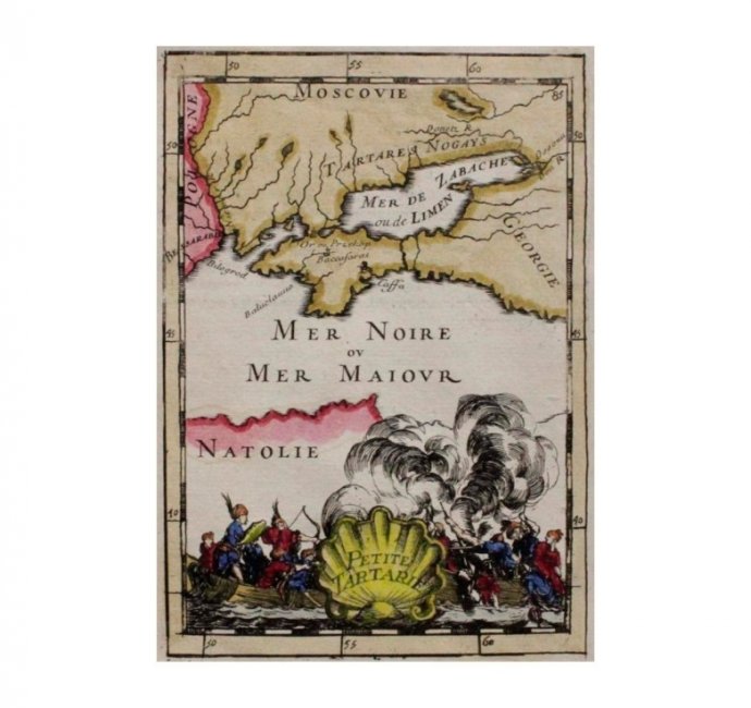Карта Черного моря, Крыма, России, Грузии. А. М. Мале. Франция, 1683 год.