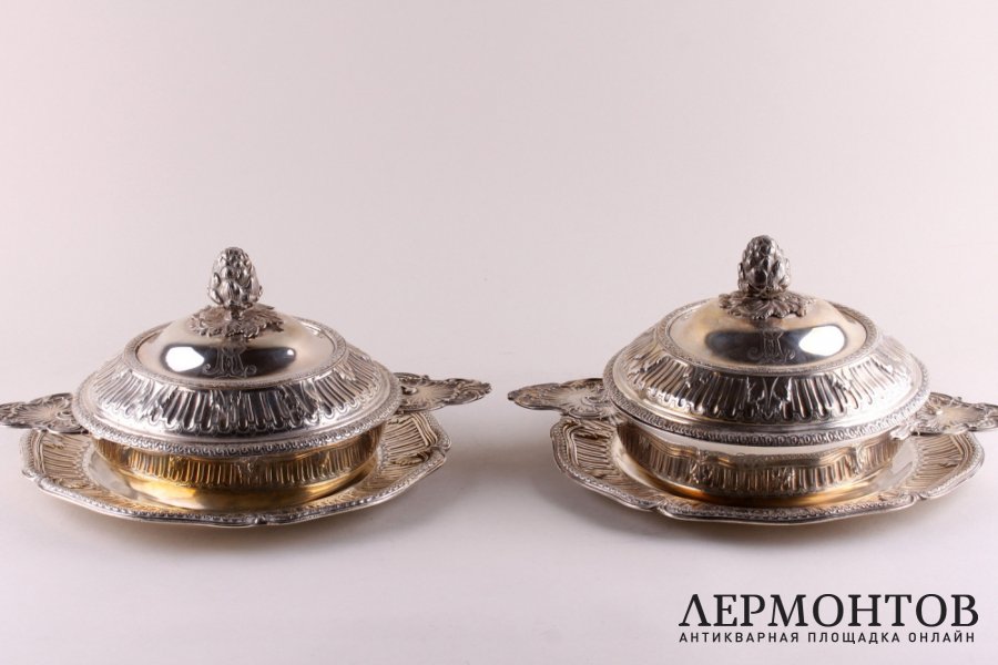Комплект блюд для сервировки. Paillard Freres. Серебро 950 пробы. Франция, XIX в.