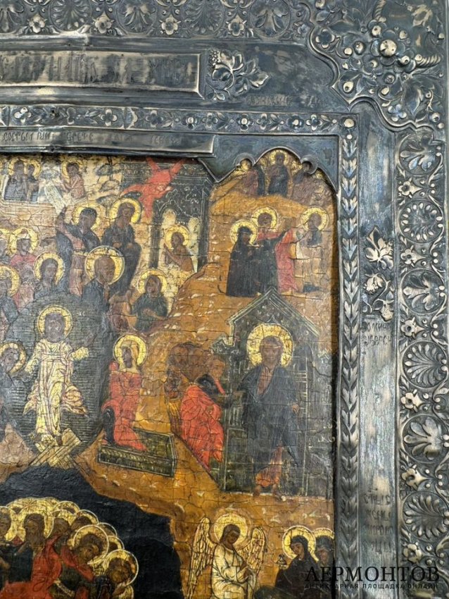 Икона «Воскресение» в окладе. Дерево, левкас, темпера, Россия, 19 век