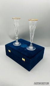 Парные фужеры для шампанского. Хрусталь, золочение, Faberge, Франция, современная работа