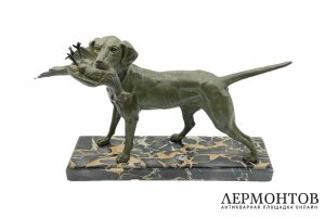 Скульптура Охотничья собака. Франция, Париж, Clovis Edmond Masson, кон.19 в. Шпиатр.