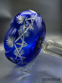 Ваза для фруктов. Синий и бесцветный хрусталь, СССР, 1950–1960-е годы