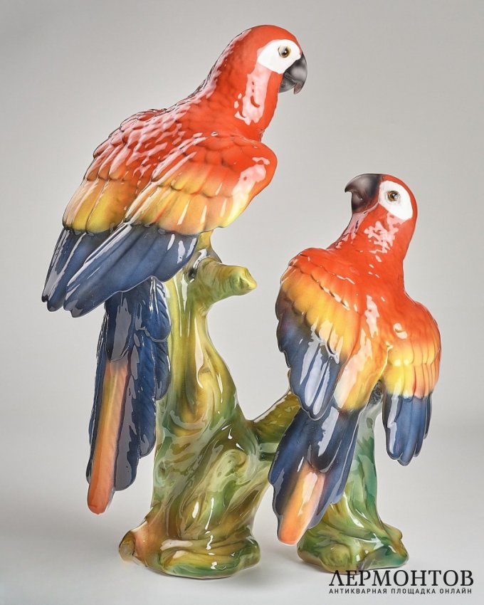 Скульптура «Попугаи ара». Керамика, Ceramiche Boxer, Италия, 1980–1990-е годы