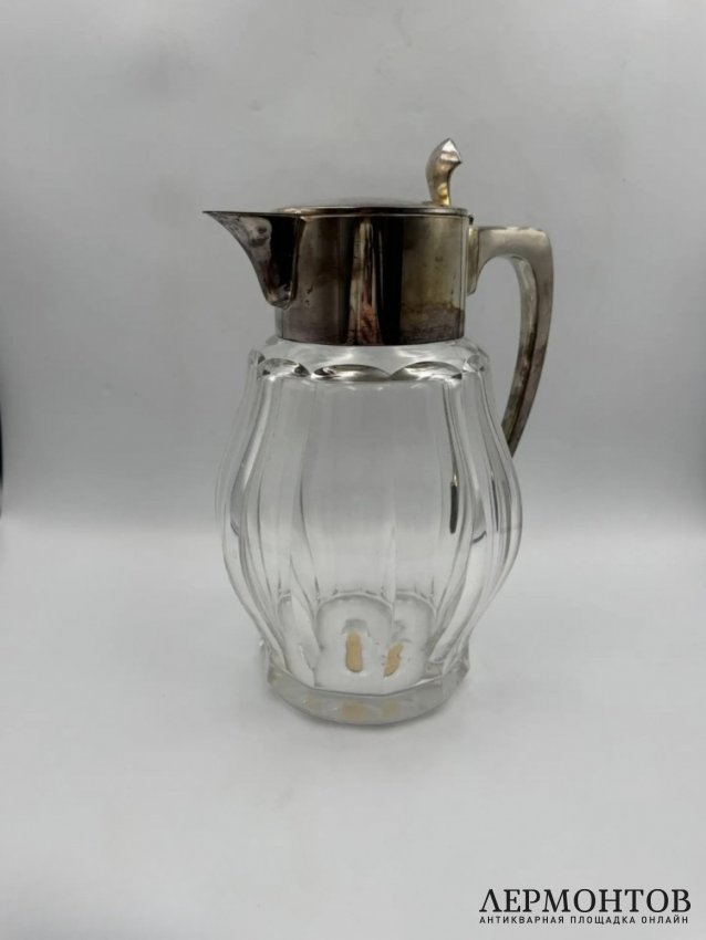 Кувшин для напитков. Серебро 800 пробы, хрусталь, Bruckmann, Германия, 1910–1920 годы