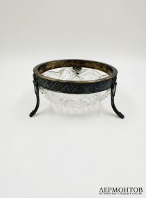 Ваза для конфет. Хрусталь, серебро 84 пробы, Россия, 1908–1917 годы