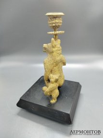 Подсвечник «Медведи». Бронза, золочение, мрамор, Россия, 19 век