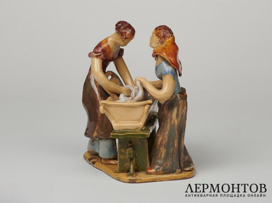 Статуэтка «Прачки». Керамика, Jiří Alexa, Bechyně, Чехословакия, 1942 год