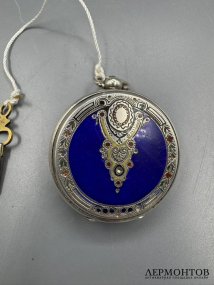 Карманные часы с синей эмалью. Серебро 875 пробы, эмаль, Monard, Швейцария, 1880–1890 годы