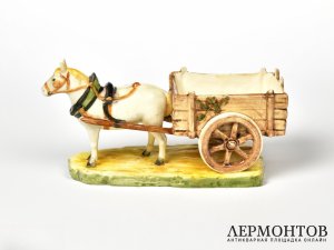 Статуэтка-ваза «Лошадка с повозкой». Royal Dux, Чехословакия, 1918–1938 годы