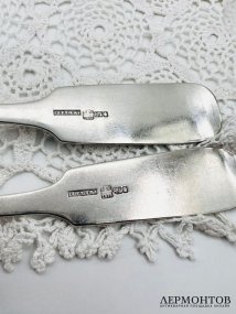 Ложка и вилка. Серебро 84 пробы, Fraget, Россия, 1877–1878 годы