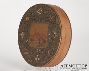 Шкатулка «Кремль». Дерево, в стиле Абрамцево, Россия, первая половина XX века