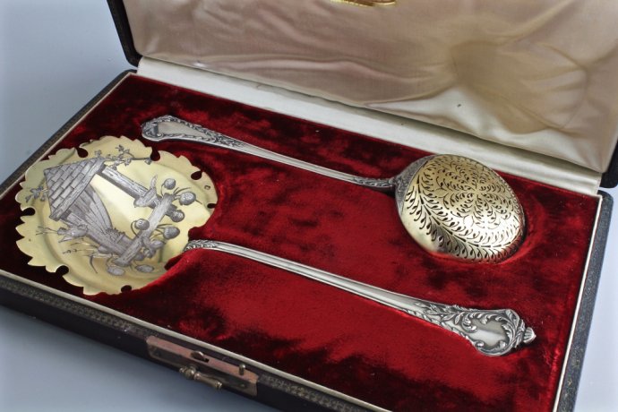 Сервировочный набор Alphonse Debain. Серебро 950. Франция