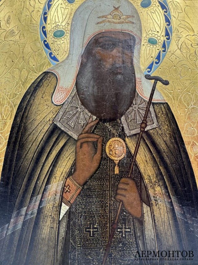 Икона «Святой Ермоген, патриарх всея Руси». Дерево, темпера, золото, Россия, 19 век