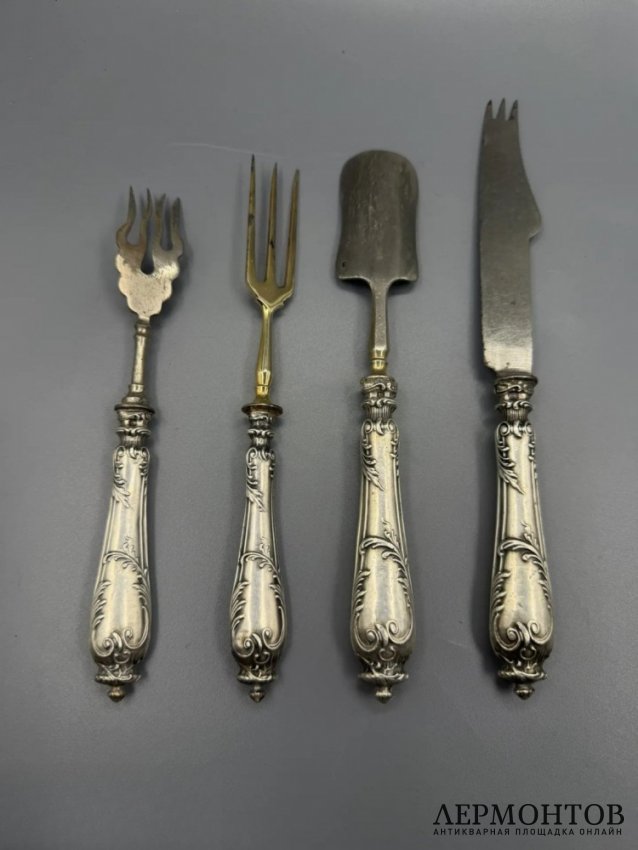 Набор сервировочных приборов. Серебро 84 пробы, сталь, Россия, 1908–1917 годы