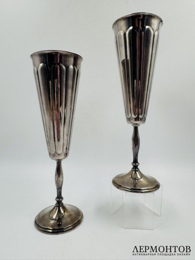Парные фужеры-флюте. Серебро 925 пробы, Greggio, Италия