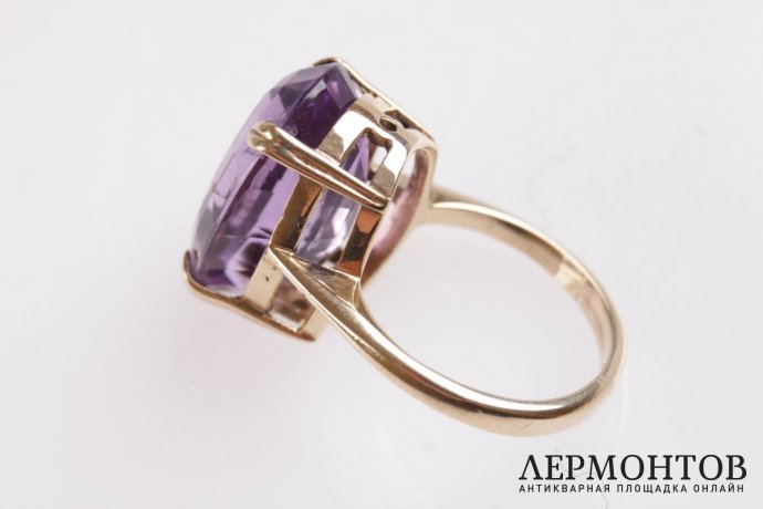 Кольцо с аметистом 12,5 ct. Золото 585 пробы. США 