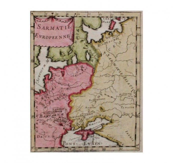 Карта территорий Сарматии Европейской. Россия, Крым. А. М. Мале. Франция, 1683 год.