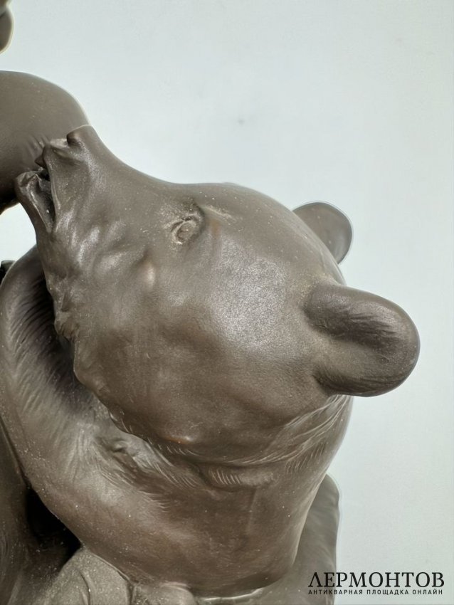 Статуэтка «Играющие медведи». Каменная керамика Бёттгера, Meissen, Германия, начало 20 века