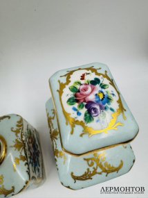 Парфюмерный набор «Райские птицы». Фарфор, роспись, мастерская Камиля Ле Таллека, Франция, 1-я половина 20 века