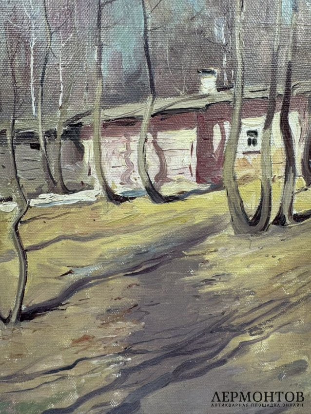 Картина «Осенний пейзаж». Оргалит, масло, предположительно художник Кононов, предположительно Россия, 20 век