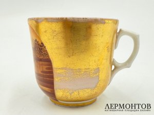 Чайная пара Пейзаж. Россия, живописное заведение Я. Орлова, 19 век. Фарфор, роспись.