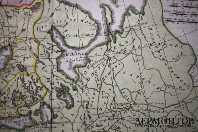 Карта Северной Европы, включая европейскую часть России. Р. Бонне. Париж, 1780 год.