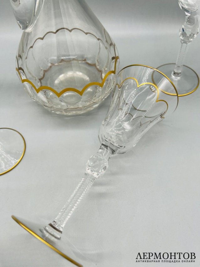 Набор для напитков: графин и 4 бокала. Хрусталь, Faberge, Франция, современная работа