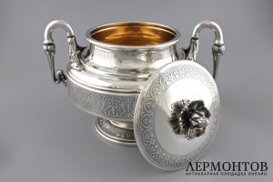 Серебряная сахарница FLAMANT. Серебро 950. Франция