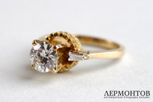 Кольцо Пасьянс. Бриллианты 0.87 ct. Золото 585 пробы. Европа, XX в.