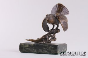 Скульптура Глухарь. Австрия, Вена, конец 19 в. Бронза, литье, патина. Мрамор.