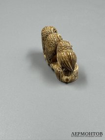 Нэцкэ «Совы». Кость, резьба, Япония, 20 век