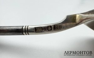 Ложка для меда с пословицей. Россия, 1863 г. Серебро 84 пробы, чернь. 