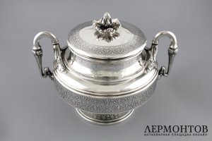 Серебряная сахарница FLAMANT. Серебро 950. Франция