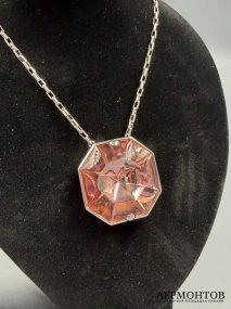 Колье с розовым кристаллом. Серебро 925 пробы, Baccarat, Франция