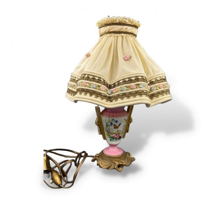 Лампа с птичками и цветами. Фарфор, бронза, Sèvres, Франция, конец 19 века
