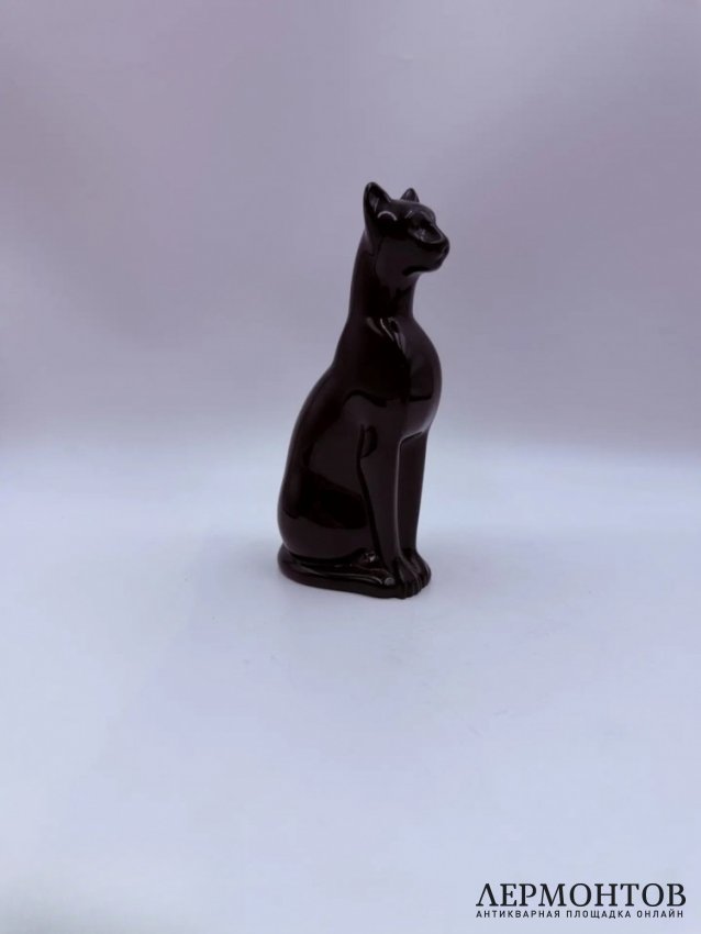 Статуэтка «Египетская кошка». Чёрный хрусталь, Baccarat, Франция