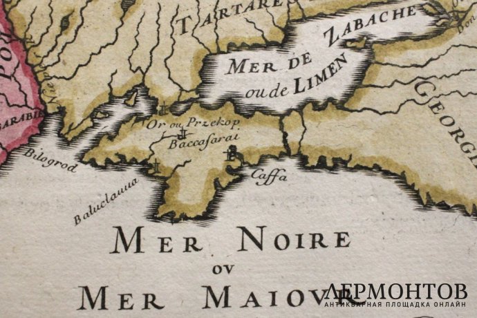 Карта Черного моря, Крыма, России, Грузии. А. М. Мале. Франция, 1683 год.