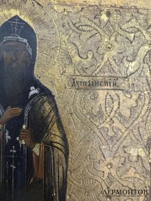 Икона «Преподобный Варлаам Хутынский». Дерево, Россия, 19 век